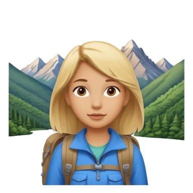 girl backpacking, travelling mountains background sticker