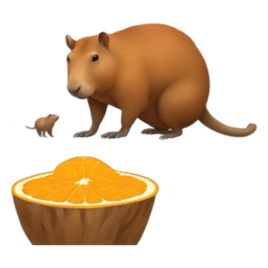 Capibara sur un capibara qui mange une orange sticker