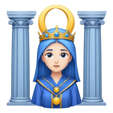 High Priestess tarot card with moon crown, blue robes, and pillars sticker