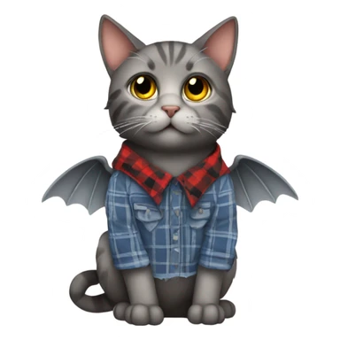 cat with wings wearing a flannel sticker