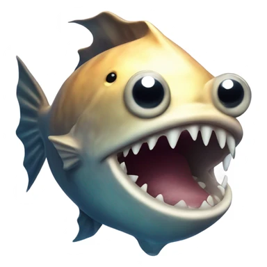 Anglerfish with glowing lure, sharp teeth, and big eyes. sticker