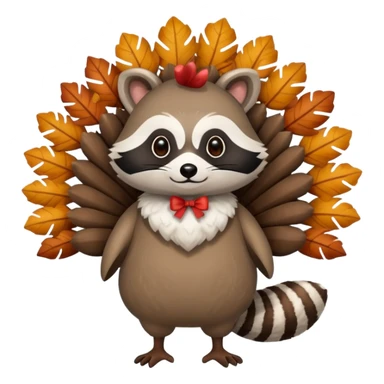 Raccoon in a turkey costume sticker
