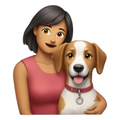 a dog with a women sticker