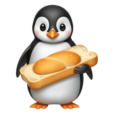 a penguin holding a loaf sticker