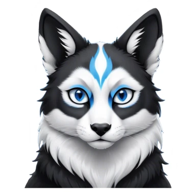 Cinematic Meme-Worthy Grumpy Black and White Border Collie Portrait Emoji, Head held high but eyes filled with dramatic disappointment, smooth black and white fur with a deeply furrowed brow forming an unmistakable scowl, floppy ears slightly angled back in disapproval, piercing blue eyes glaring with pure exasperation, Simplified yet hilariously over-exaggerated features, highly detailed, glowing with an aura of supreme annoyance, high shine, exhausted yet judgmental, stylized with an almost regal pettiness, bright but brooding, soft glowing outline, capturing the essence of a herder that has seen it all and is thoroughly unimpressed, so meme-worthy it feels like it could instantly become the next viral sensation of grumpiness! sticker