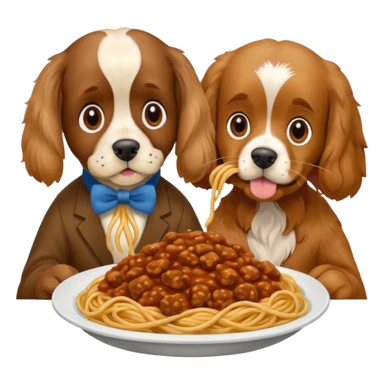 American Cocker Spaniel and Mongrel Eat Spaghetti Between Them sticker