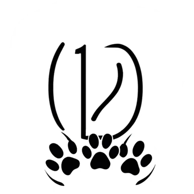 puppy paw print with number 12 inside sticker