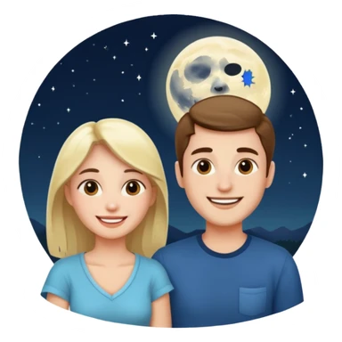 couple talking with moon in the background sticker