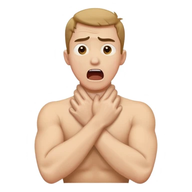 Man crashing out and chocking holding his neck with his arms crossed screaming  sticker