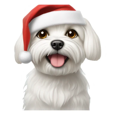 Maltese dog with Santa hat sticker
