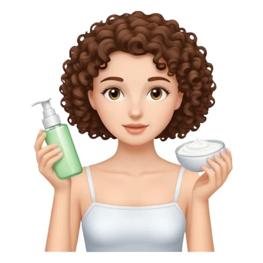 Brunette Curly White girl doing skin care sticker