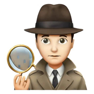 Icon for Detective Movies: A colorful collage featuring iconic detective elements—magnifying glass, a fedora hat, a cigarette, a shadowy figure, and a mysterious city backdrop. Include subtle clues like fingerprints or a crime scene. Retro movie poster style. Transparent background. sticker
