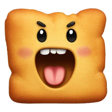 mad screaming, fearfull, smiling chicken nugget with teeth in his hand sticker