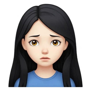 pale girl with long black hair, sad expression sticker