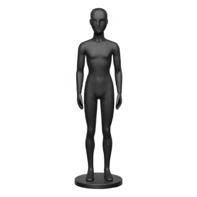 Minimalistic flat vector icon, iOS style, thin black contour on white background. Matte black mannequin in front of in 3D monochrome style. sticker