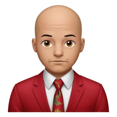 man Bald with red necktie, red dress, heavy tattoos. sticker