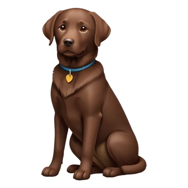 cinematic-[Labrador retriever]-realistic-full-body-sitting-emoji,-tail-resting-loosely-beside-its-paws,-head-tilted-dramatically, -sleek-[chocolate]-fur,-simplified-yet-realistic-focused-features,-highly-detailed,-glowing-with-an-almost-sarcastic-glow sticker