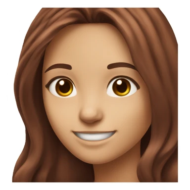 Smiling brunette girl long burgundy hair brown eyes small nose and big perfect smile  sticker