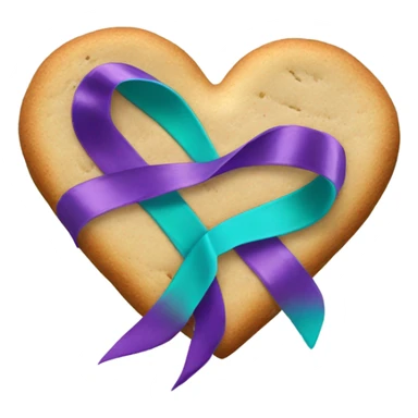 Cookie heart with teal purple awareness ribbon sticker