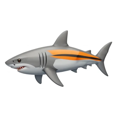 side view of shark body with a cat face sticker