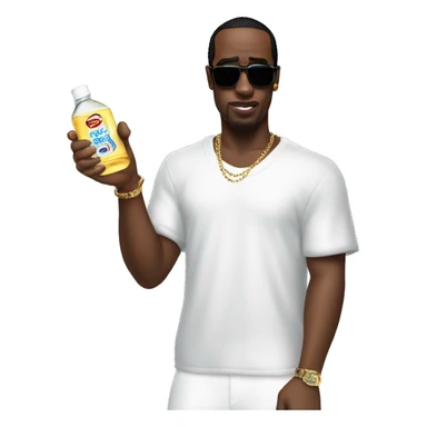P Diddy holding a bottle of Baby Oil sticker