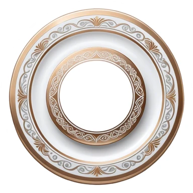 Silver and bronze painting icon, hand-painted silver and bronze objects such as plates or decorative pieces, intricate designs with enamel paints, visible fine paintbrush and metal surface, shining metallic finishes, no finished artwork, just the painting process, minimalistic style, clean lines, transparent background. sticker