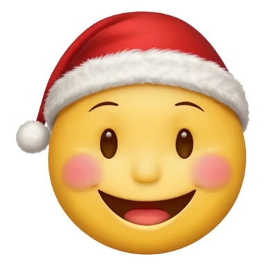 smiley face with closed eyes in a red Christmas hat sticker