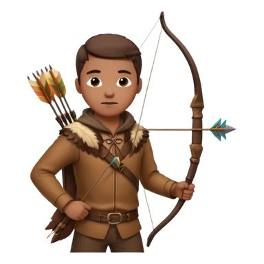 The classic hunter image with a bow and arrow on his back, dressed in brown with some animal made decorations sticker