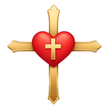 Two red heart outlines united by a gold cross  sticker