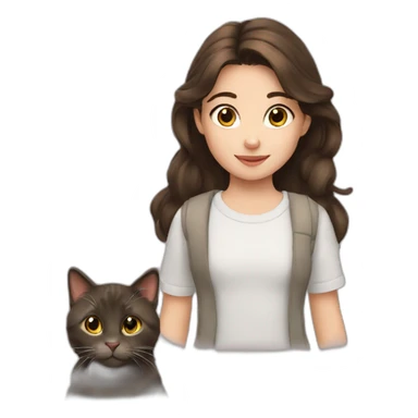 Kid brunette Anastasia cat lover sticker