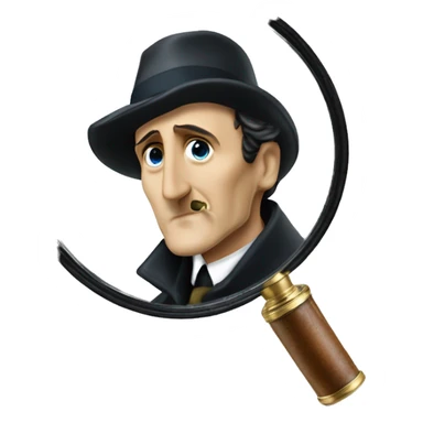 Basil rathbone as Sherlock holmes with deerstalker hat looking through magnifying glass sticker