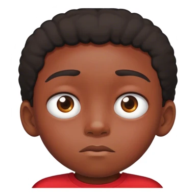 Sped black kid ￼ with lazy eye wearing red shirt sticker