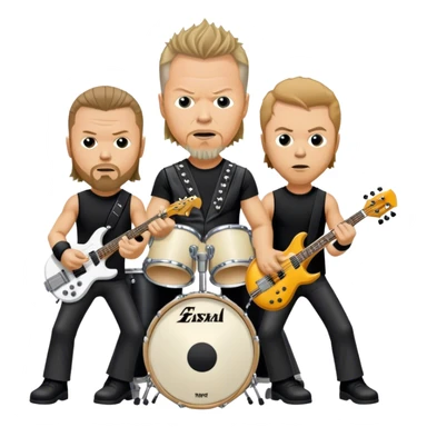 Metallica band/ Photorealistic James Hetfield, Kirk Hammet, Lars Ulrich, Rob Trujilho with instruments on stage sticker