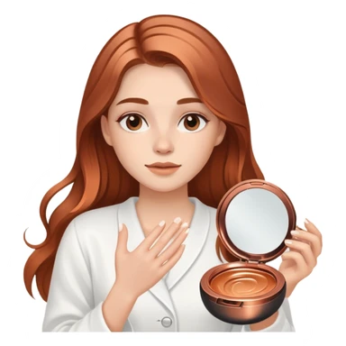 chica de piel blanca con pelo largo castaño claro y entre cobrizo, haciendose rutina de skincare sticker