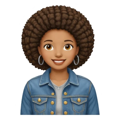 afro girl in jean jacket sticker