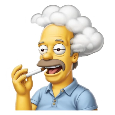 Hommer Simpson ki fumme un enorme joint plien de fumme dans le decord et il rigole  sticker