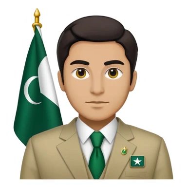 Pakistani diplomat in formal attire with Pakistan flag pin on lapel sticker