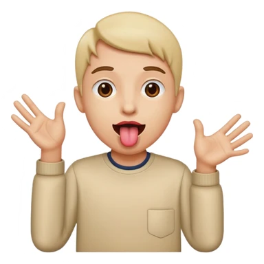  Tongue out with hands to the side ￼￼ sticker