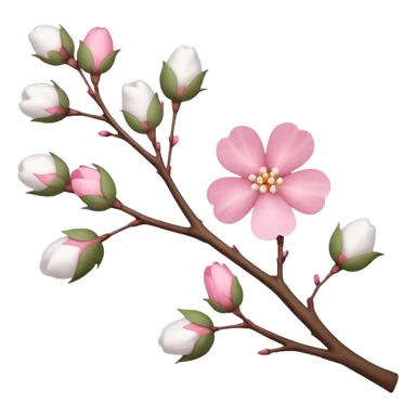tree branch decorated with flowers and cotton sticker