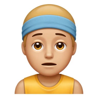 maak en emoji die moe is door het sporten het heeft een tennis band op zijn hoofd en hij is super moe  sticker