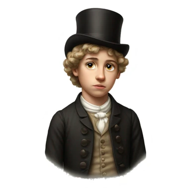 19th century teenager without a hat photorealistic serious sticker