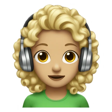 dark blondie wearing  green eyes Curly hair headphones sticker