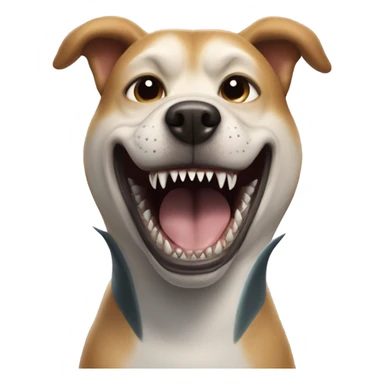 Dog with shark face sticker