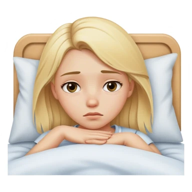 Sad blonde girl in bed sticker