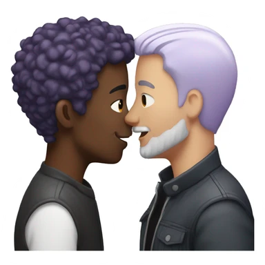 Two men kissing, one of the white with lavender hair and the other person is black with black hair  sticker