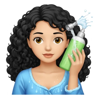 beautiful black hair washes her long curly hair with shampoo sticker