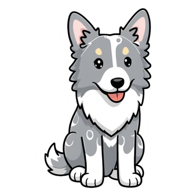 Grey spotted Merle Border Collie dog full body sticker
