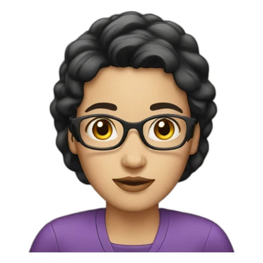 50th White woman with black hair reading sticker