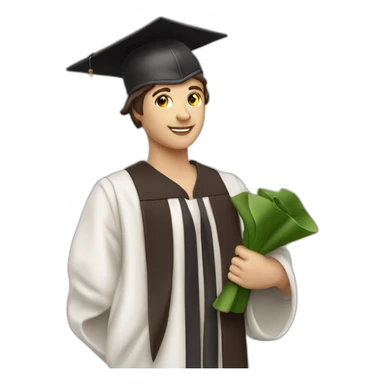 Proud Italian statue graduate in graduation hat with diploma, white skin dark brown hair sticker