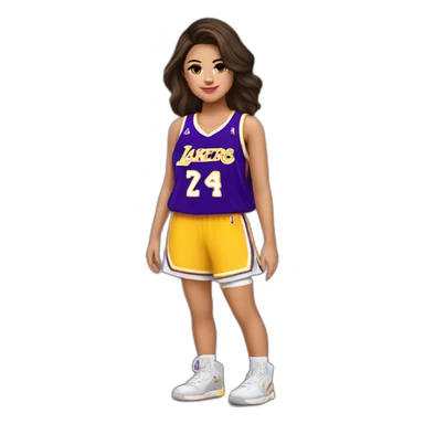 selena gomez with lakers jersey sticker
